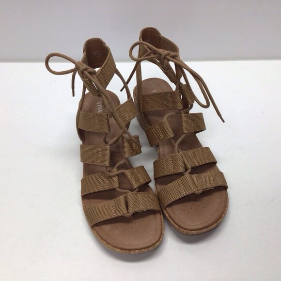 Vivaia Heidi Wedge Sandals Shoes Almond Toe Size 42 US 10.5 Cork Heels - Picture 11 of 11